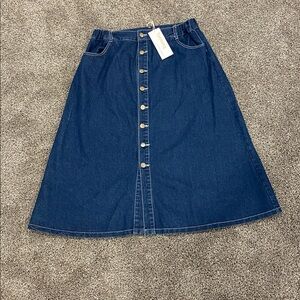 Denim Button-Front A-Line Midi Skirt Y2K 90’s Vibes
